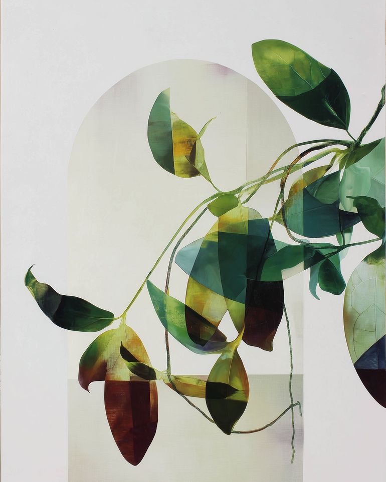 Leaves in a pale halo