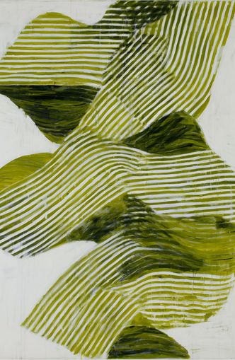 Olive stripes across white
