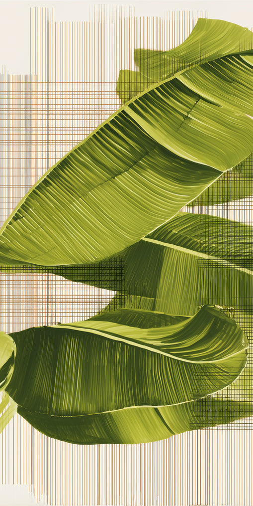 Banana leaves against the grid
