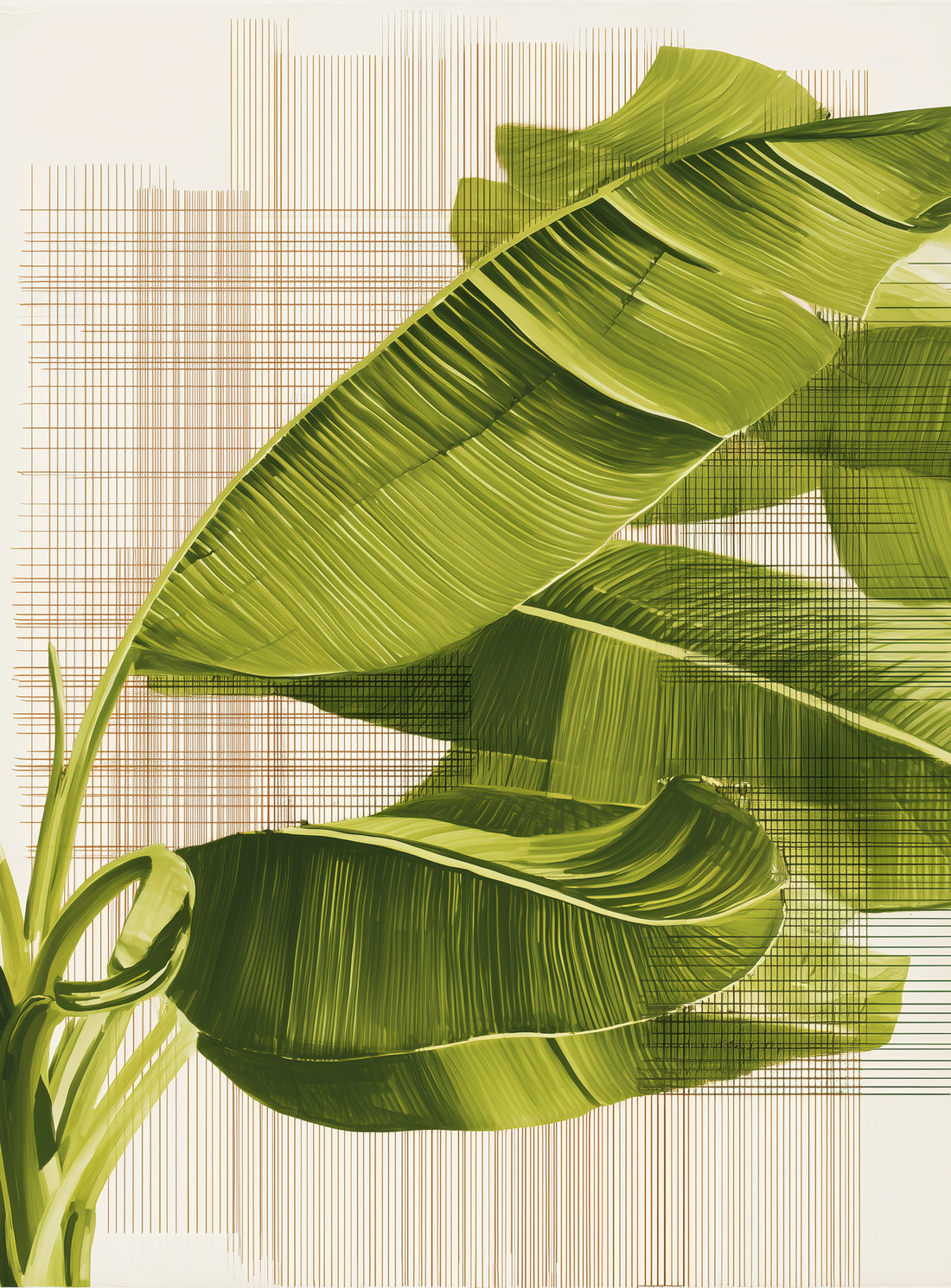 Banana leaves against the grid