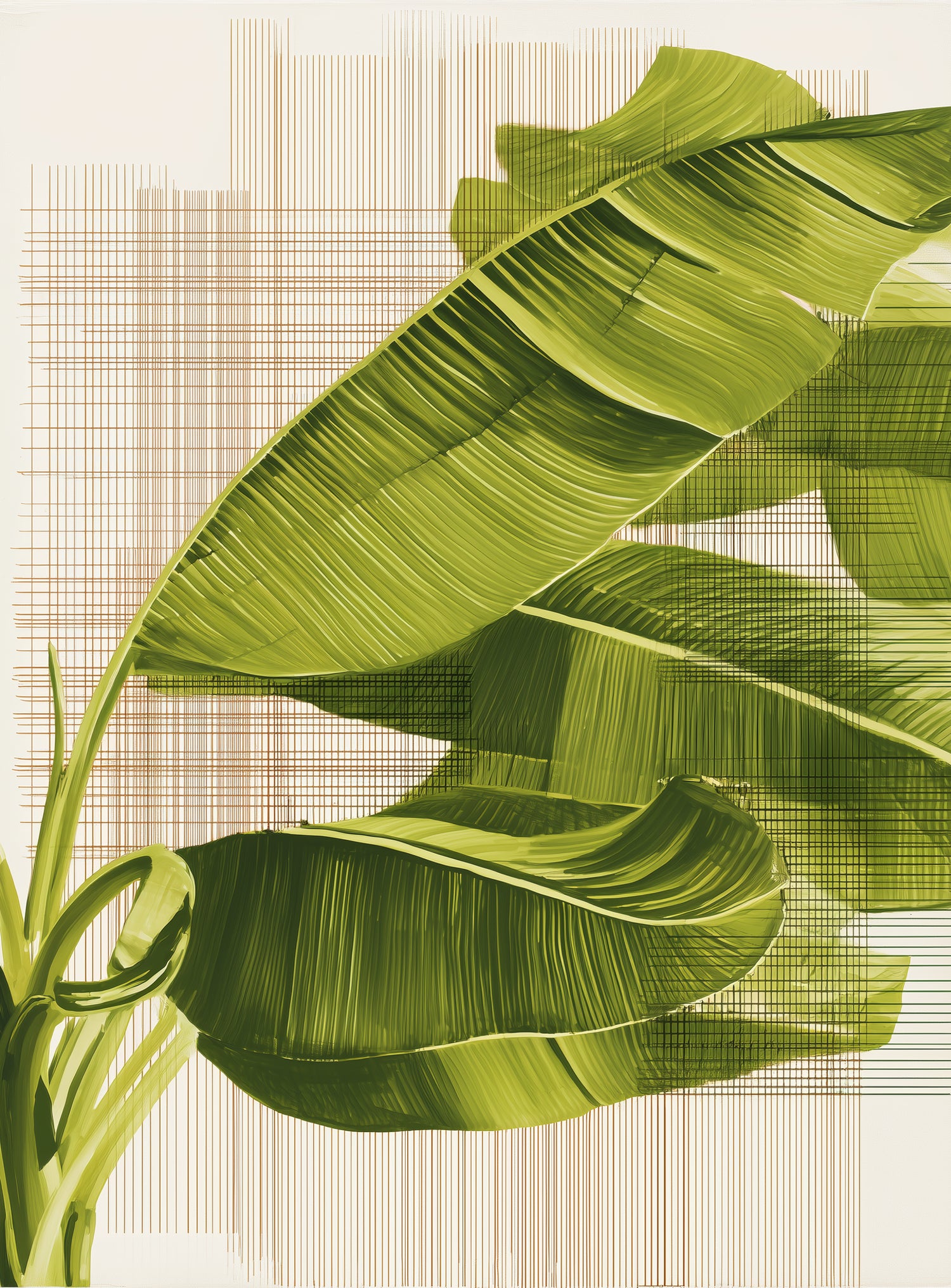 Banana leaves against the grid