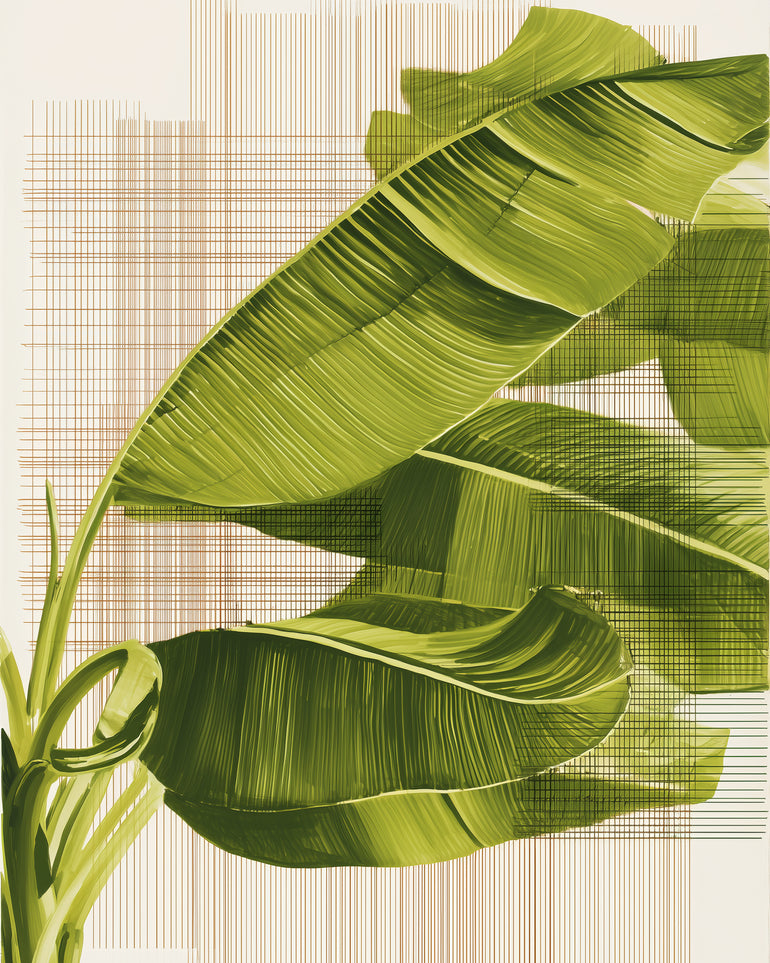 Banana leaves against the grid
