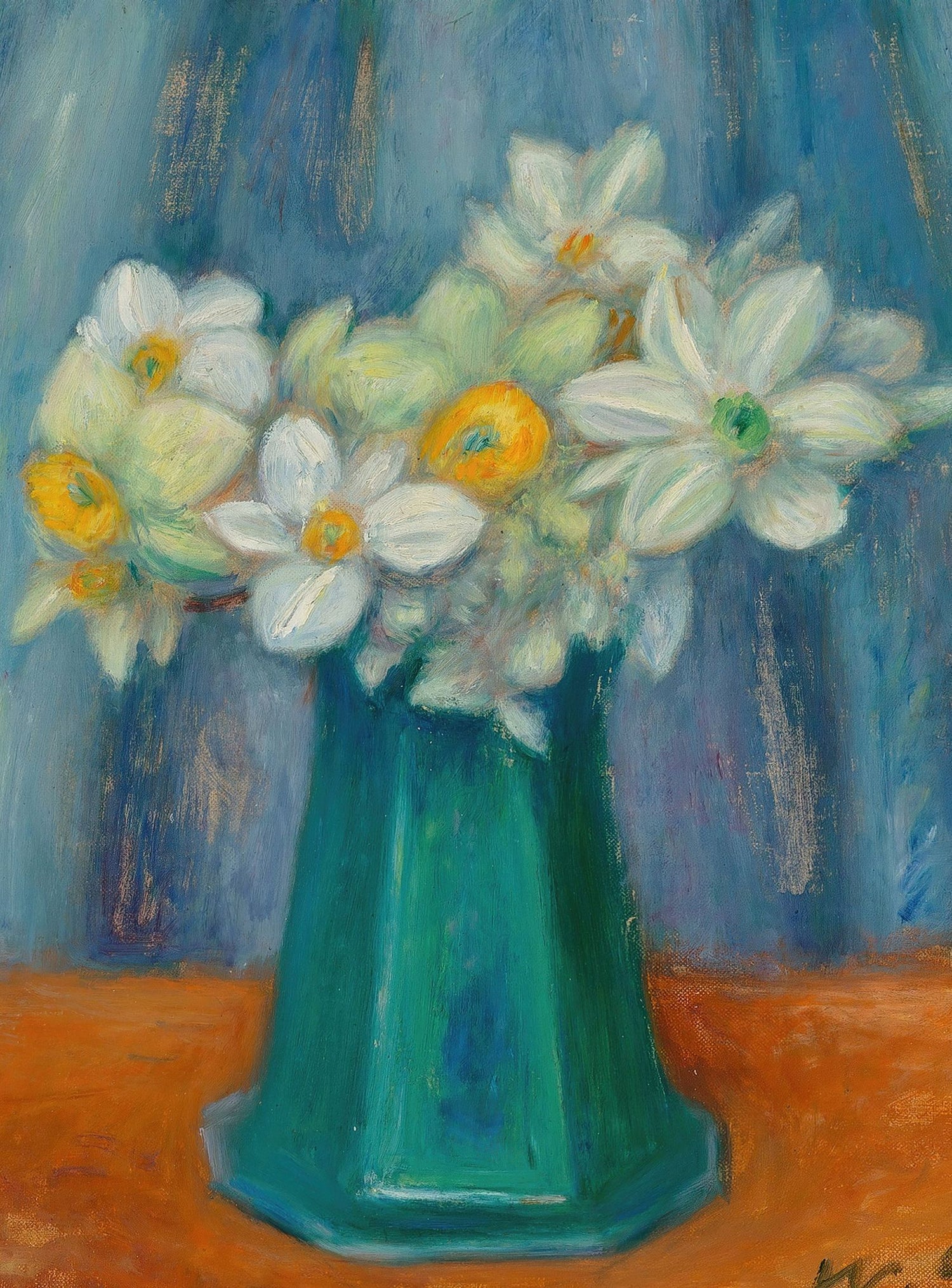 Daisies in green glass