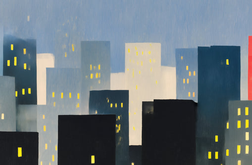 Soft windows in blue towers