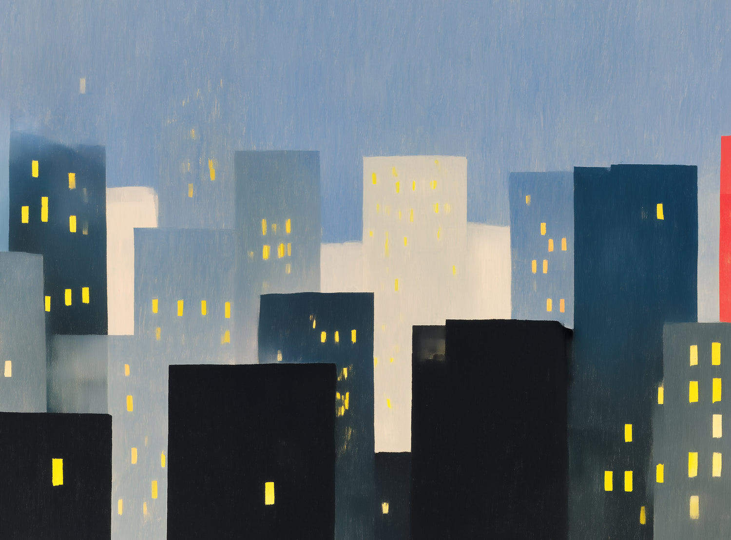 Soft windows in blue towers