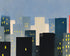 Soft windows in blue towers