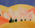 Blue sky over peach city