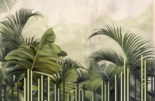 Pale sky over green fronds