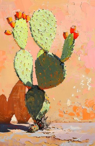 Prickly pear in sunlit plaster