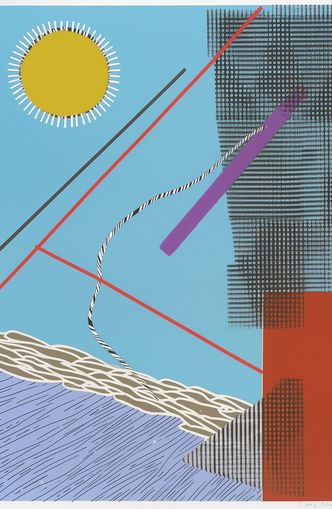 Yellow disc and crossed lines