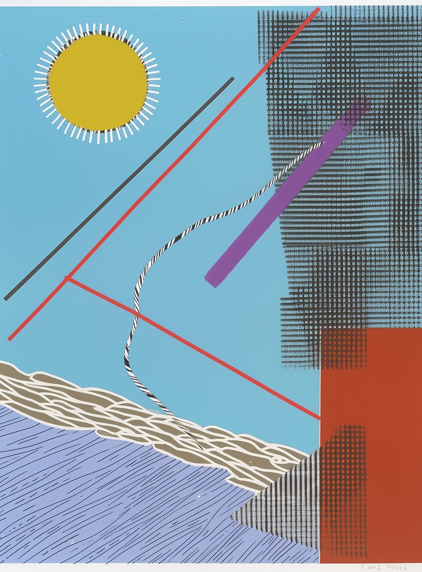 Yellow disc and crossed lines