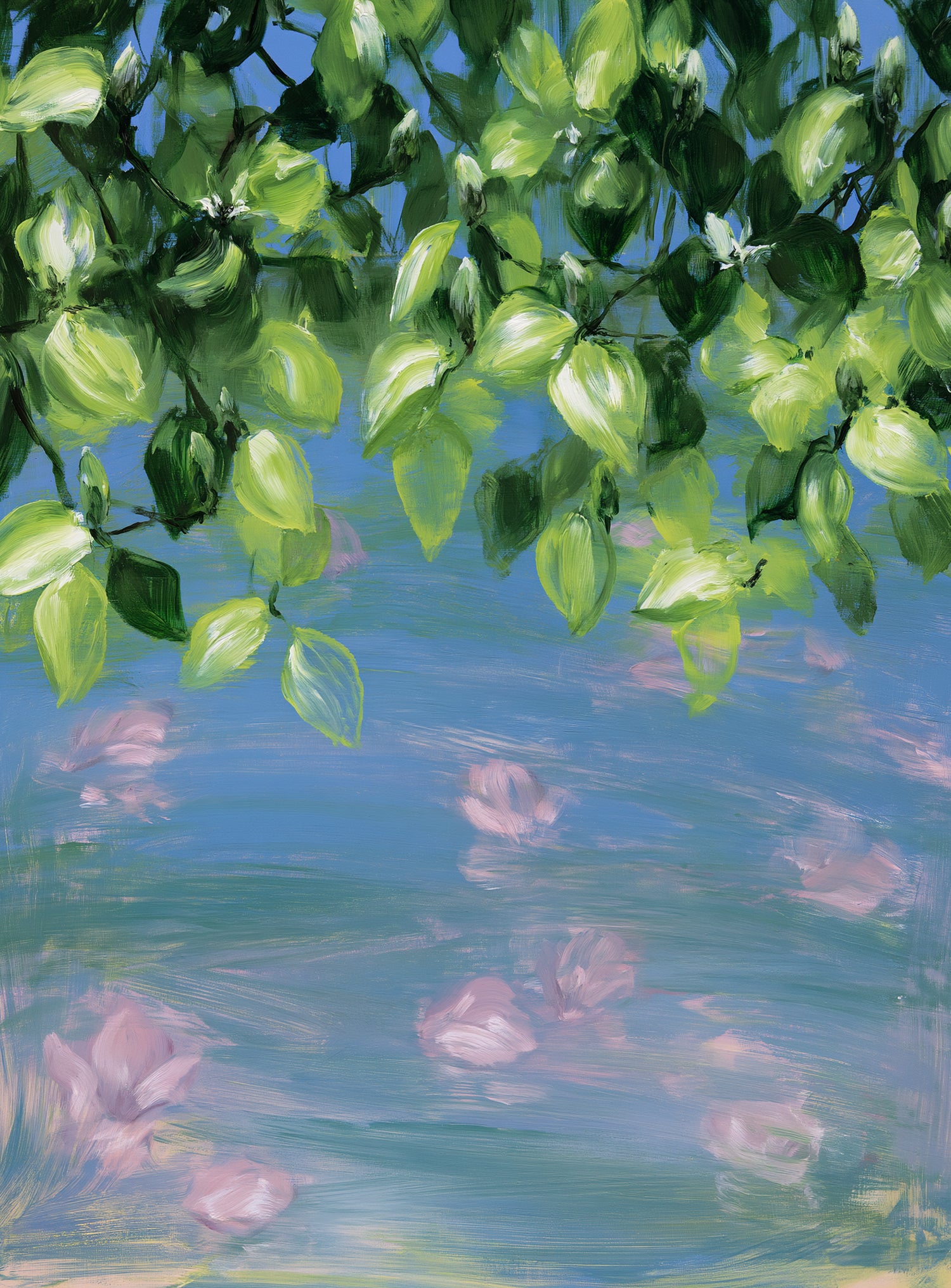 Petals under the leaves