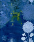 Two walkers under giant flowers