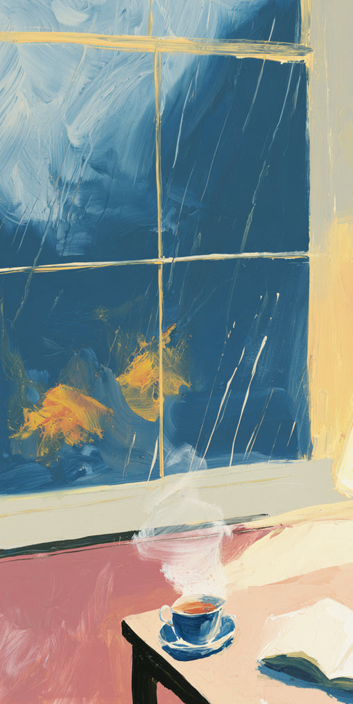 Lamplight on the rainy window