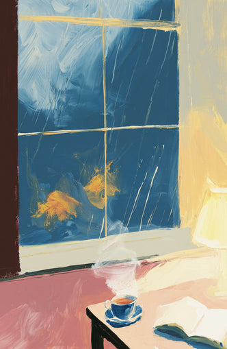 Lamplight on the rainy window
