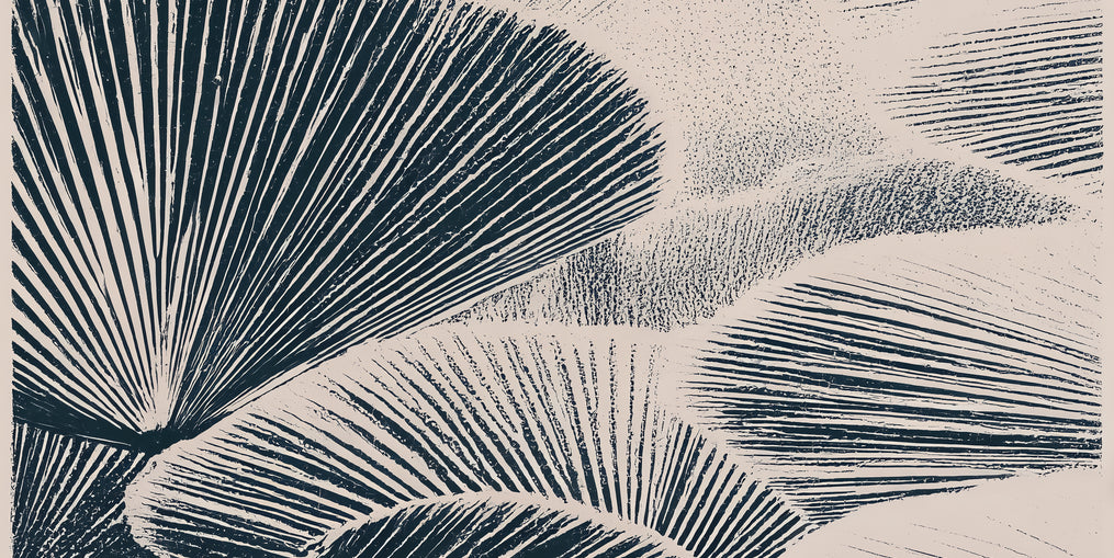 Ink shadows on palm fronds