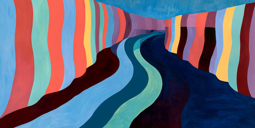 Coral stripes along the bend