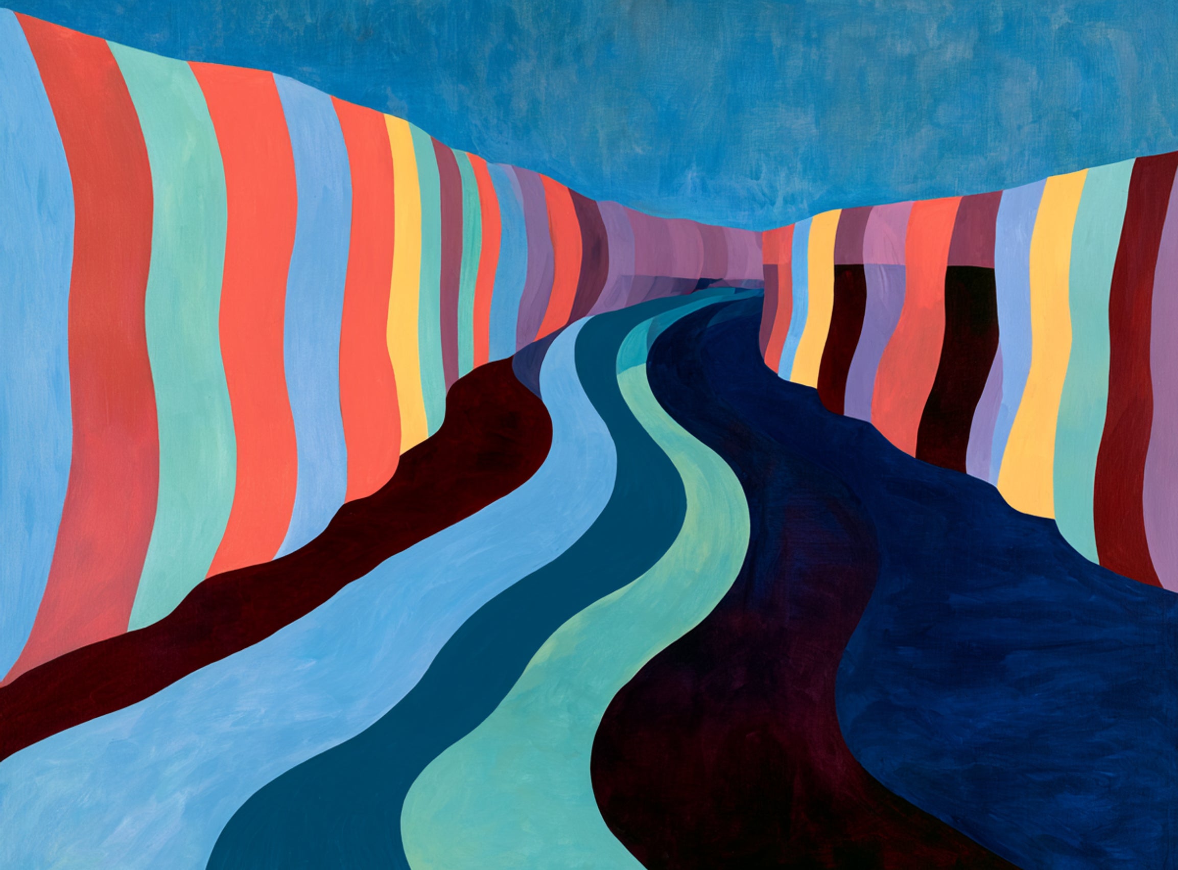 Coral stripes along the bend