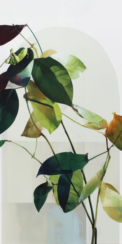 Leaves across a pale arch
