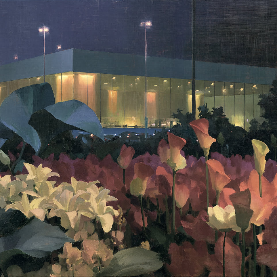 Calla lilies by the glass hall