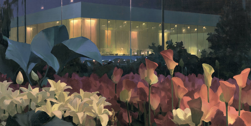 Calla lilies by the glass hall