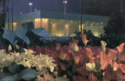 Calla lilies by the glass hall