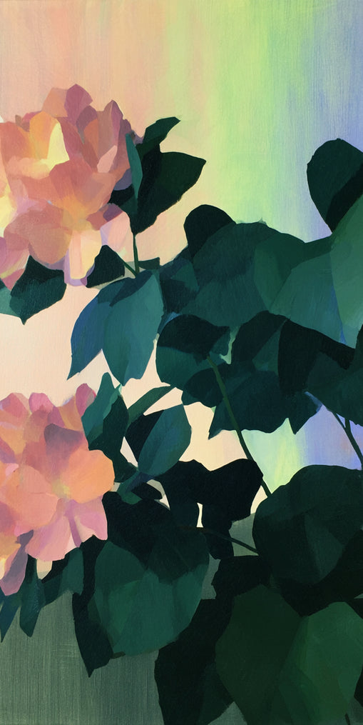 Roses against a pastel sky