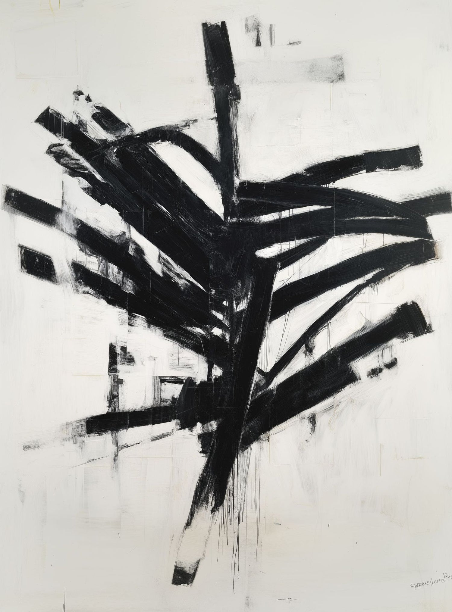 Black mass across white field
