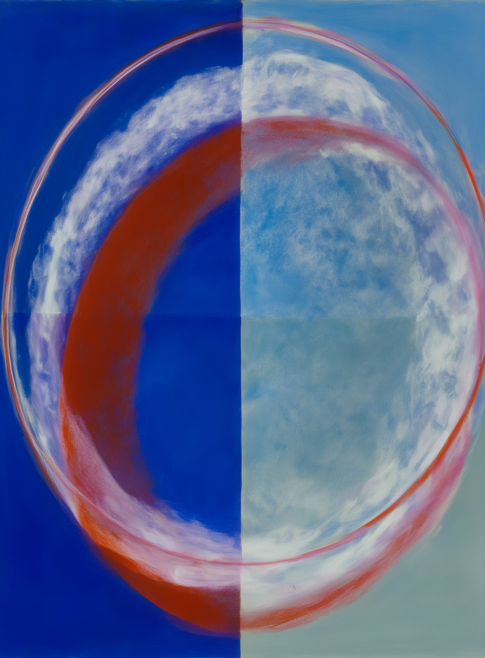 Red rim on divided blue