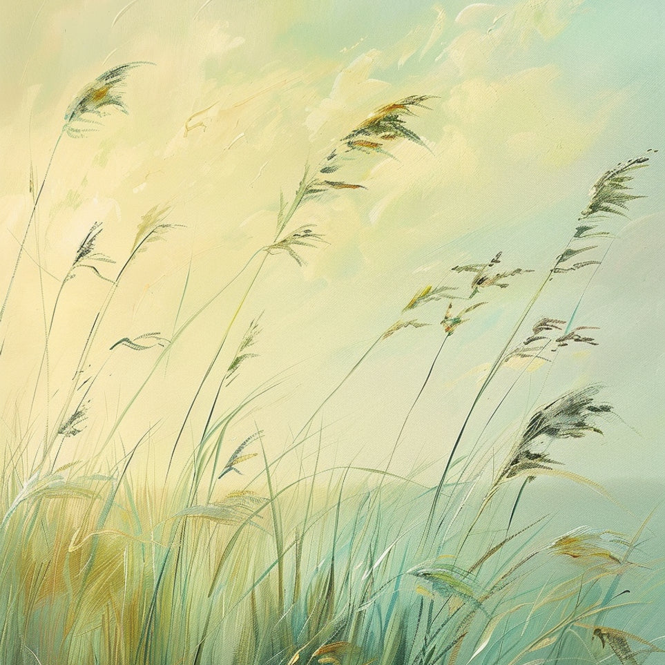 Windbent beach grass sky