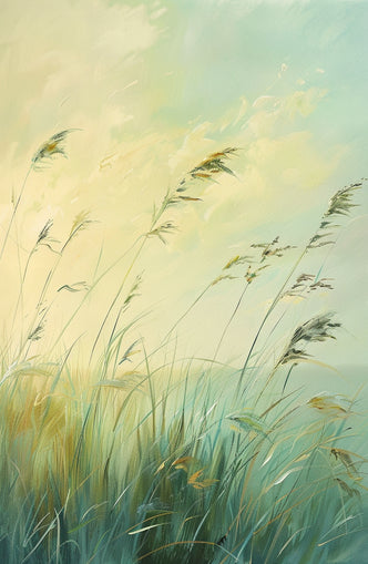 Windbent beach grass sky