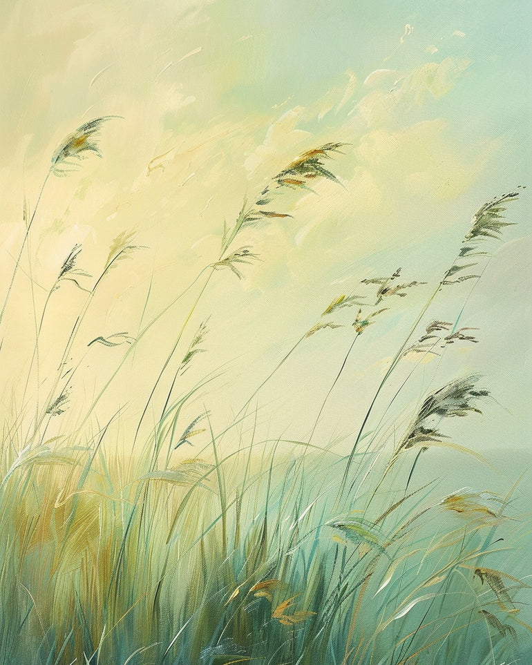 Windbent beach grass sky