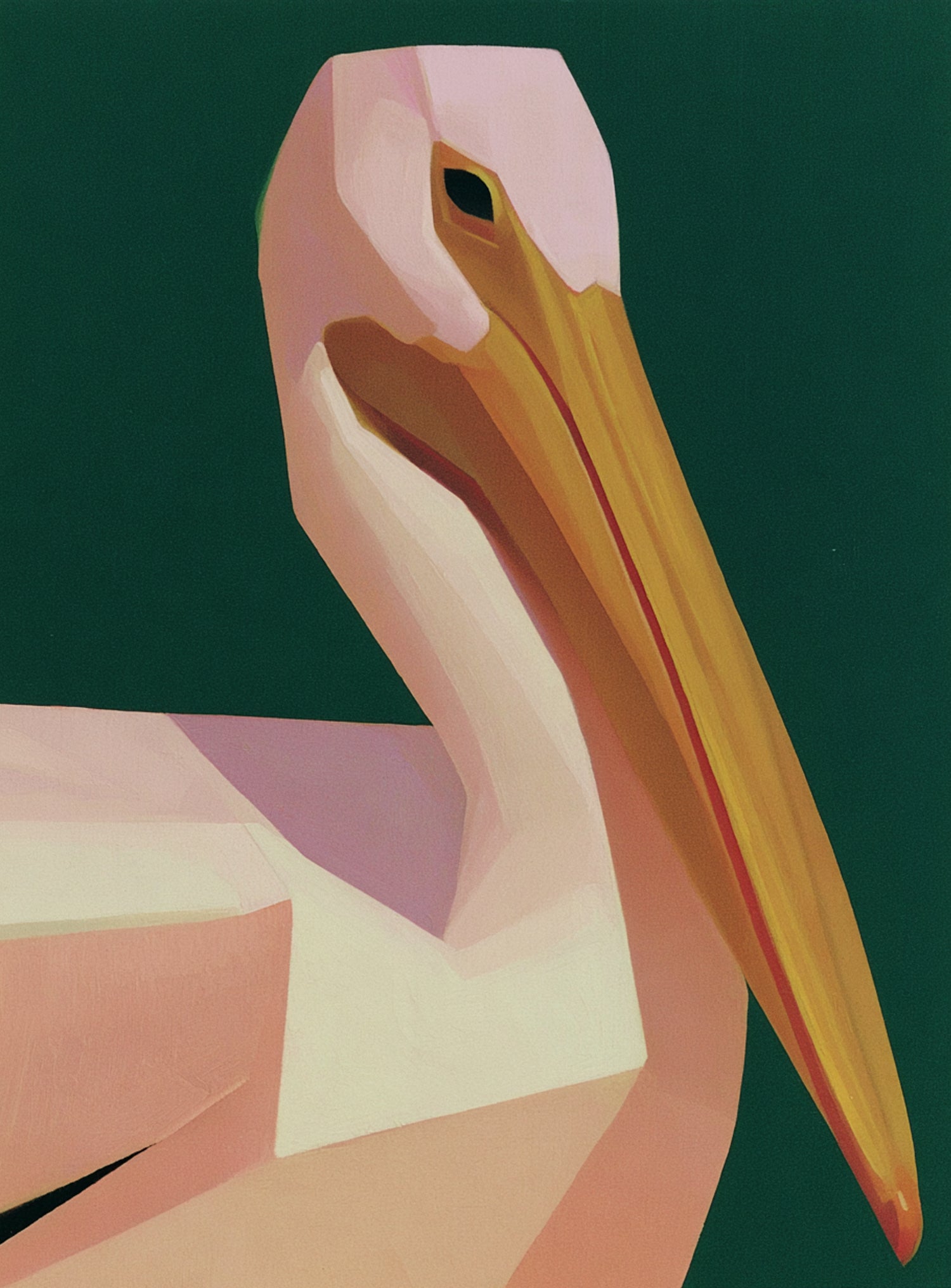 A pelican within green silence