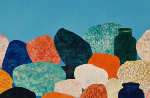 Stones beneath a blue field