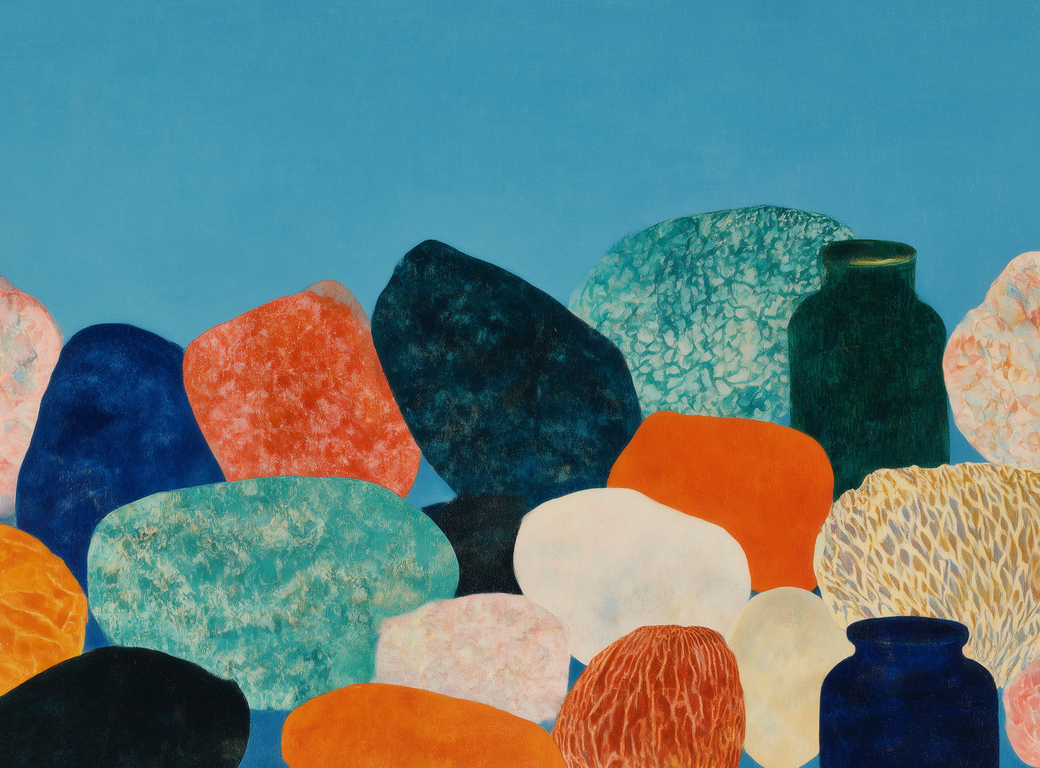 Stones beneath a blue field