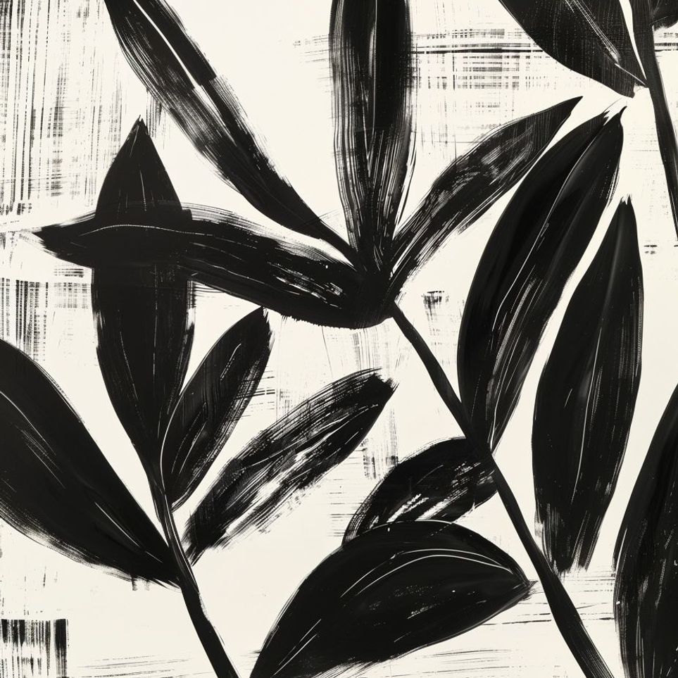 Black leaves on white grain