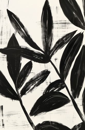 Black leaves on white grain