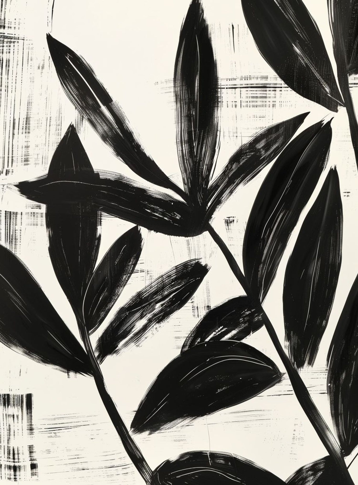 Black leaves on white grain