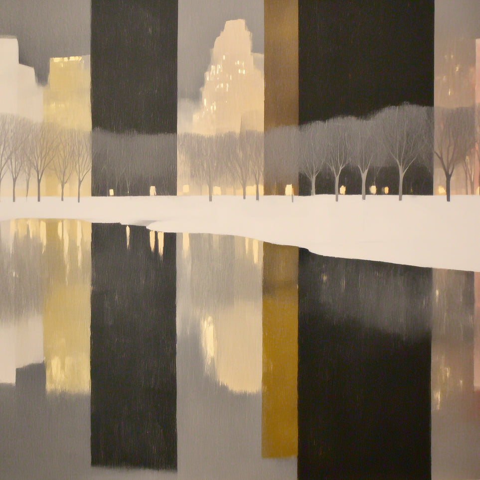 City lights in winter water