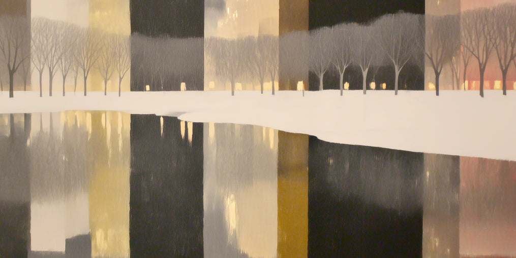 City lights in winter water