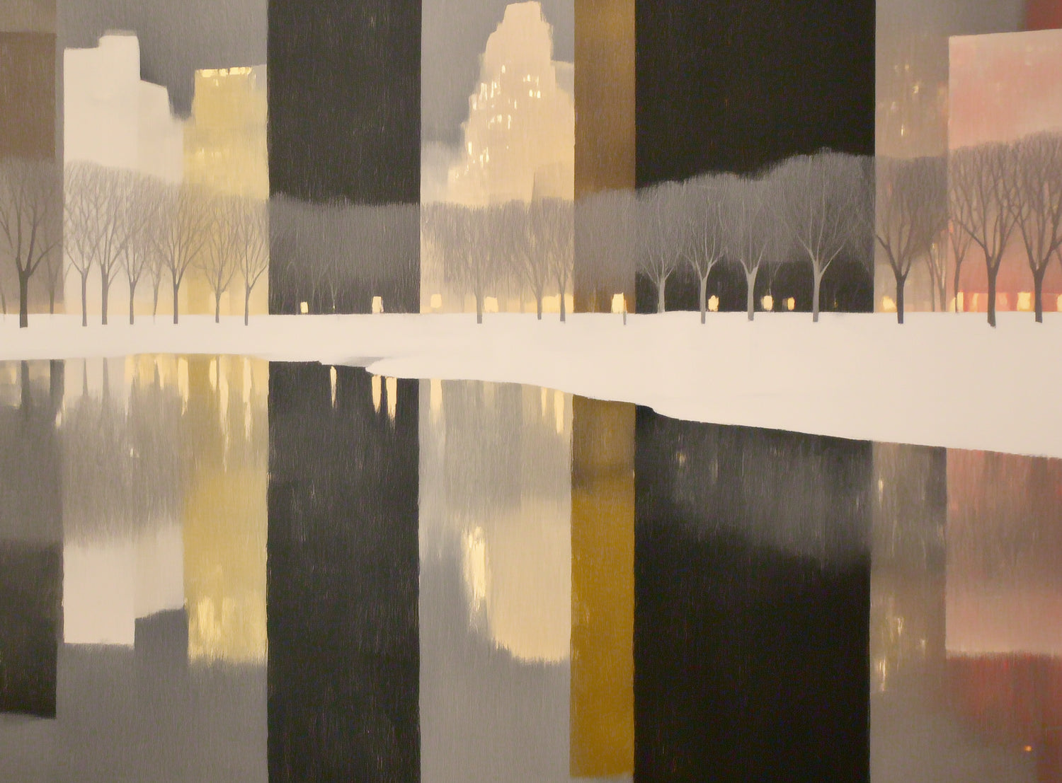 City lights in winter water