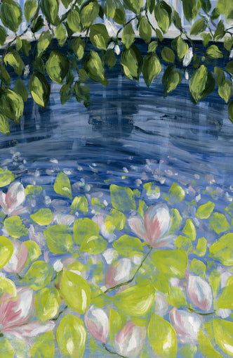 Leaves over lily pond