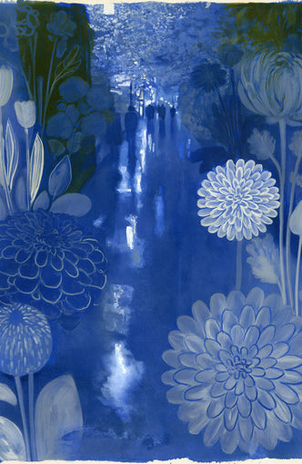 Blue garden night walk