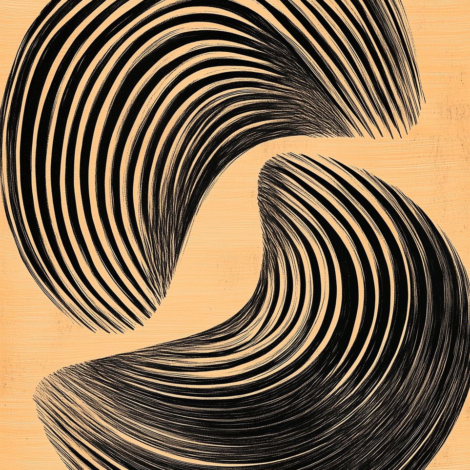 Black spiral on tan ground
