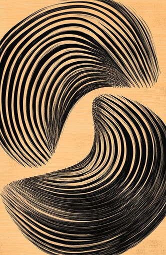 Black spiral on tan ground