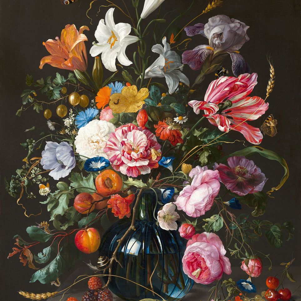 Butterflies over the blue vase