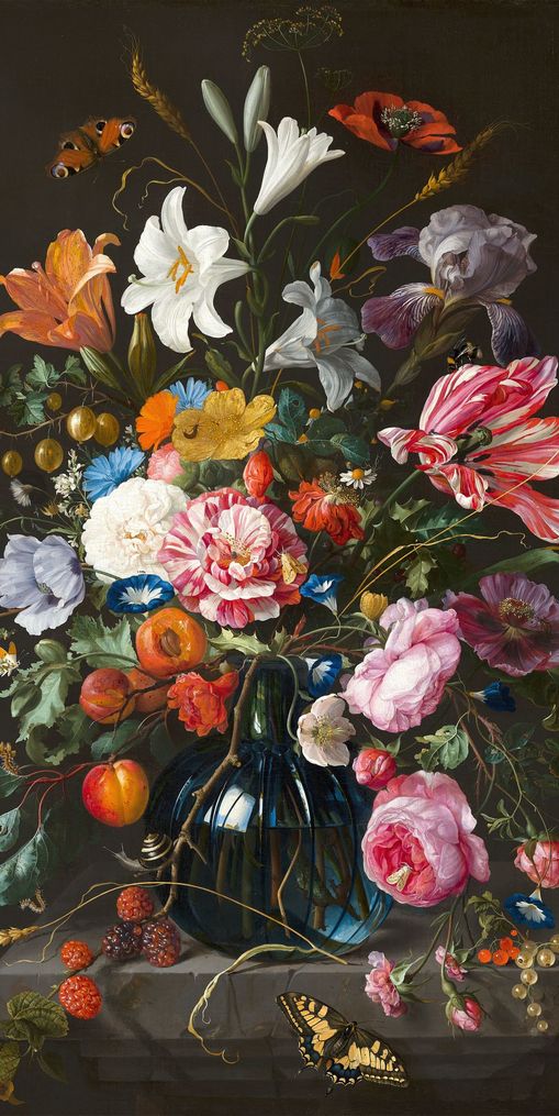 Butterflies over the blue vase