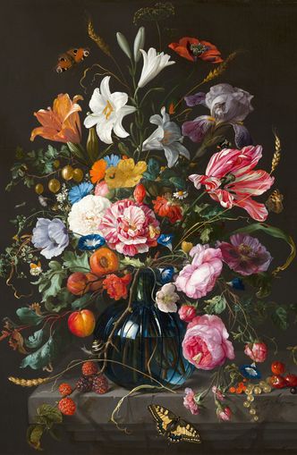 Butterflies over the blue vase