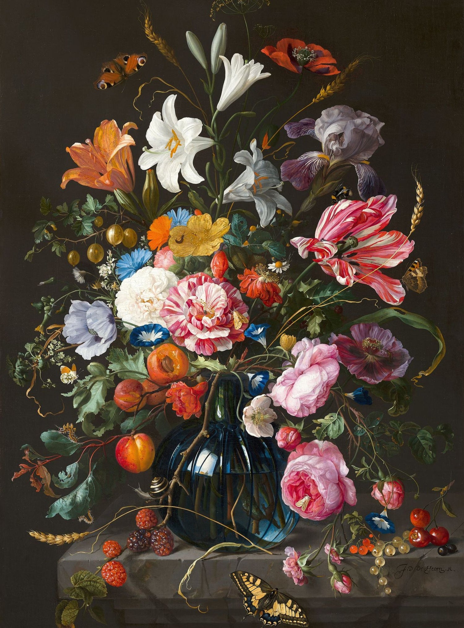 Butterflies over the blue vase
