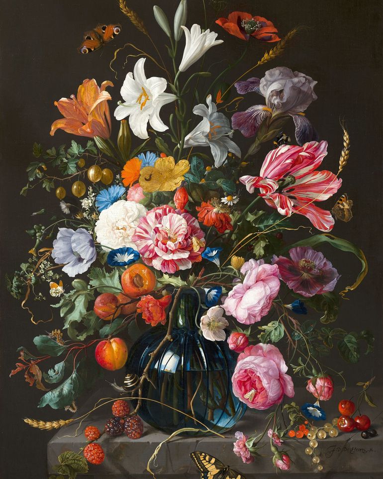 Butterflies over the blue vase